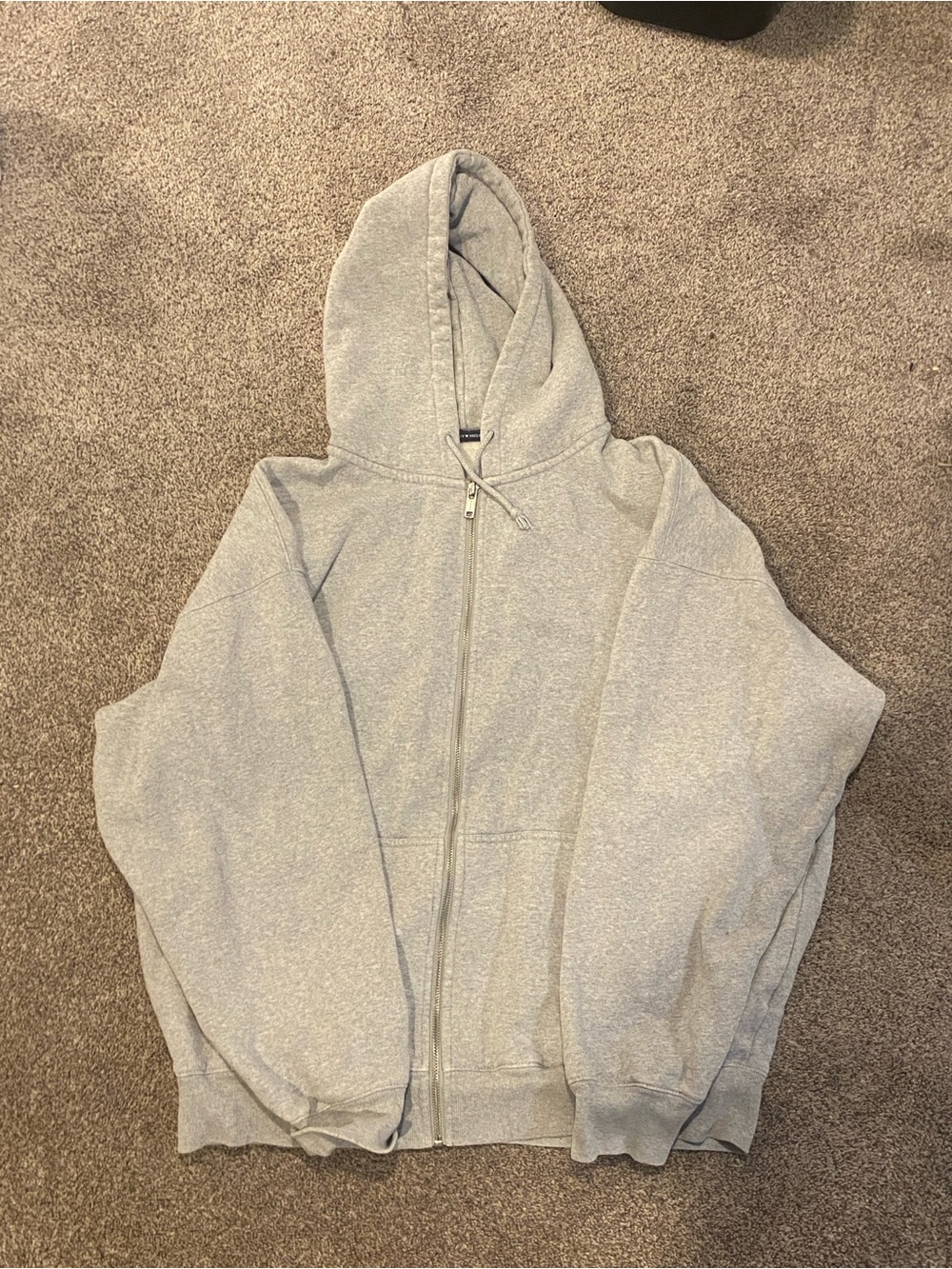 Brandy Melville Light Gray Zip-Up Hoodie Sweater